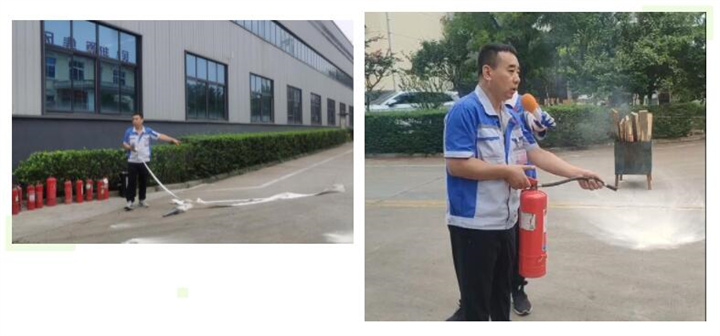 隨后，集團(tuán)消防安全員為廣大職工講解滅火器和消防水槍的使用方法，并現(xiàn)場演示。廣大員工積極參與到教學(xué)演練當(dāng)中，進(jìn)一步鞏固消防培訓(xùn)知識。
